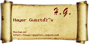 Hayer Gusztáv névjegykártya